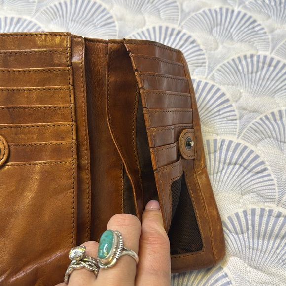 Brown Woven Leather Wallet with Zipper Closure - Picture 6 of 10